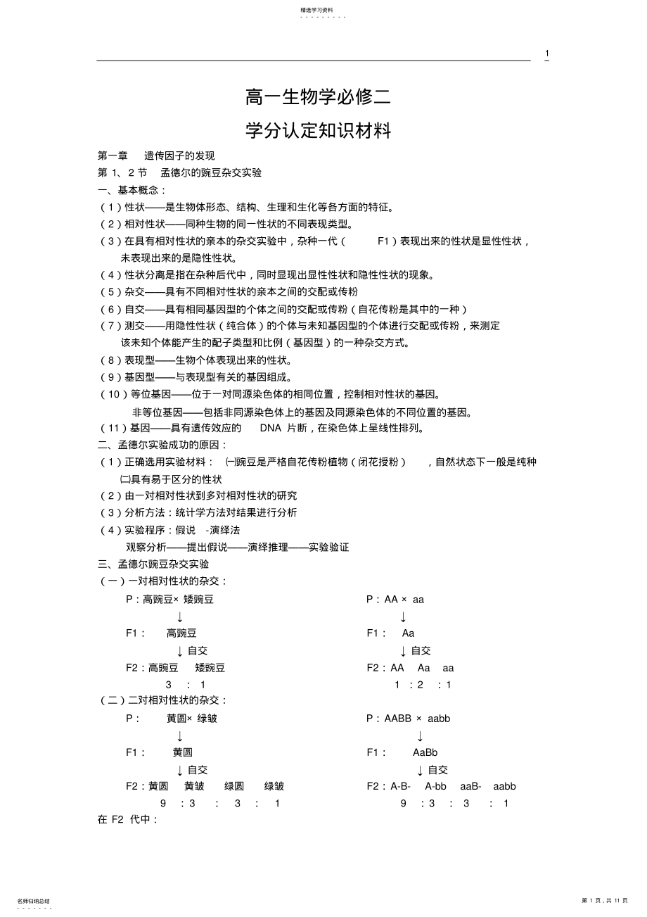 2022年最好的高一生物知识点总结 2_第1页