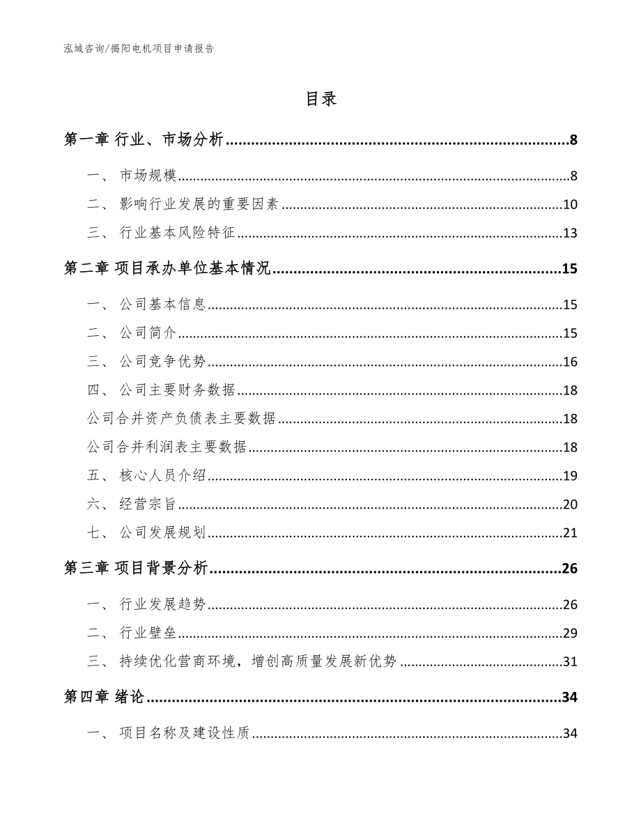 揭阳电机项目申请报告_模板范本_第1页