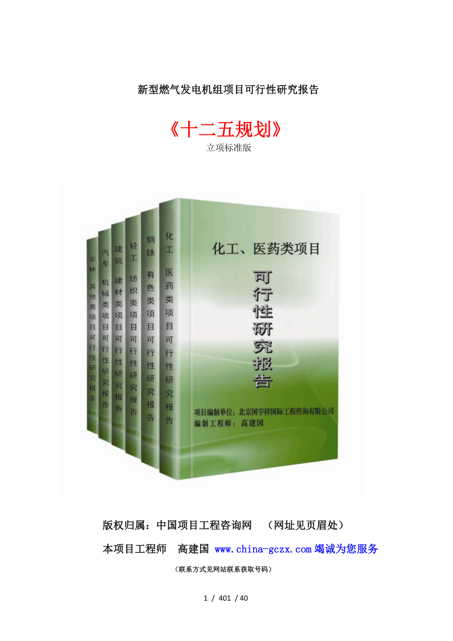 新型燃气发电机组项目可行性研究报告_第1页