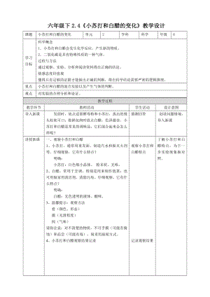 六年級下冊科學(xué) 教案2.4《小蘇打和白醋的變化》 教科版