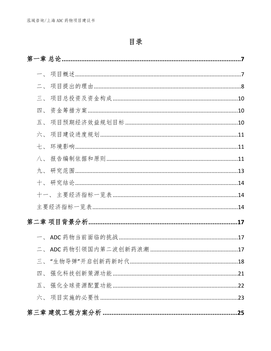 上海ADC药物项目建议书_模板_第1页