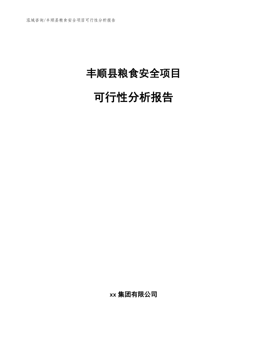 丰顺县粮食安全项目可行性分析报告模板参考_第1页