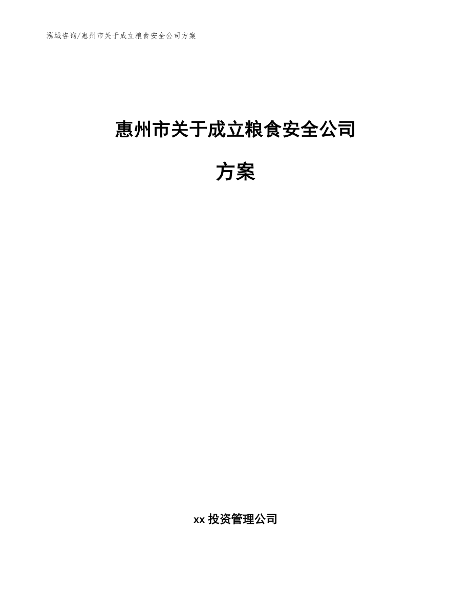 惠州市关于成立粮食安全公司方案（范文参考）_第1页