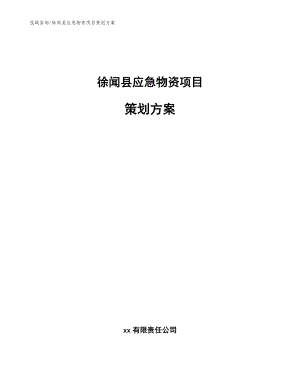 徐闻县应急物资项目策划方案（模板参考）