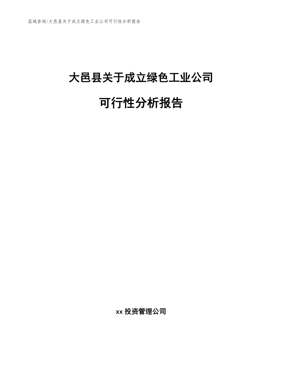 大邑县关于成立绿色工业公司可行性分析报告_模板_第1页