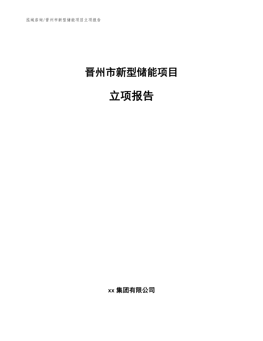 晋州市新型储能项目立项报告（范文参考）_第1页
