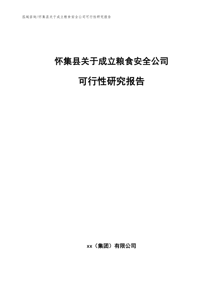 怀集县关于成立粮食安全公司可行性研究报告（模板范文）_第1页