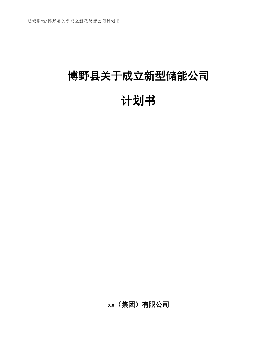 博野县关于成立新型储能公司计划书（模板范本）_第1页