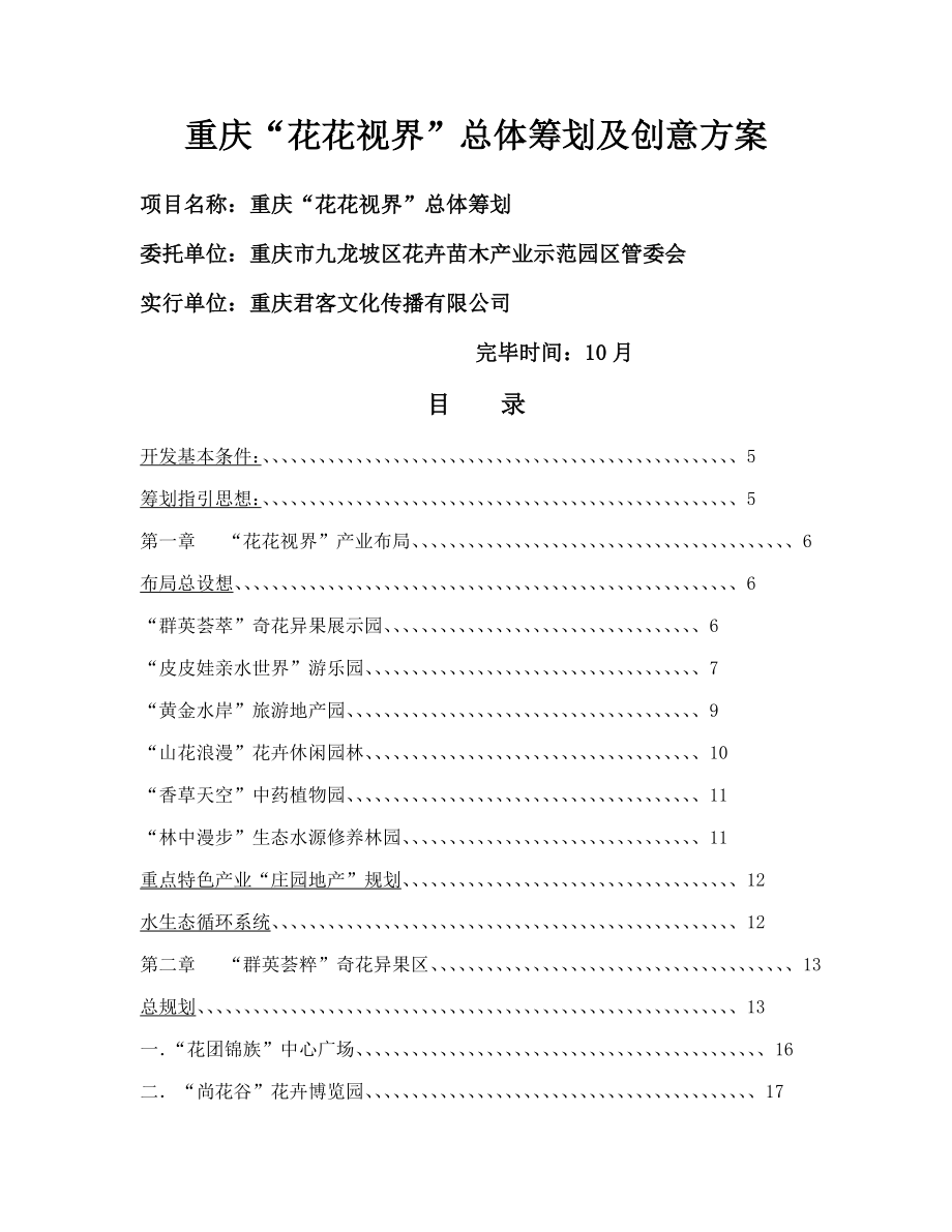 重庆花花视界总体专题策划及创意专题方案文本_第1页