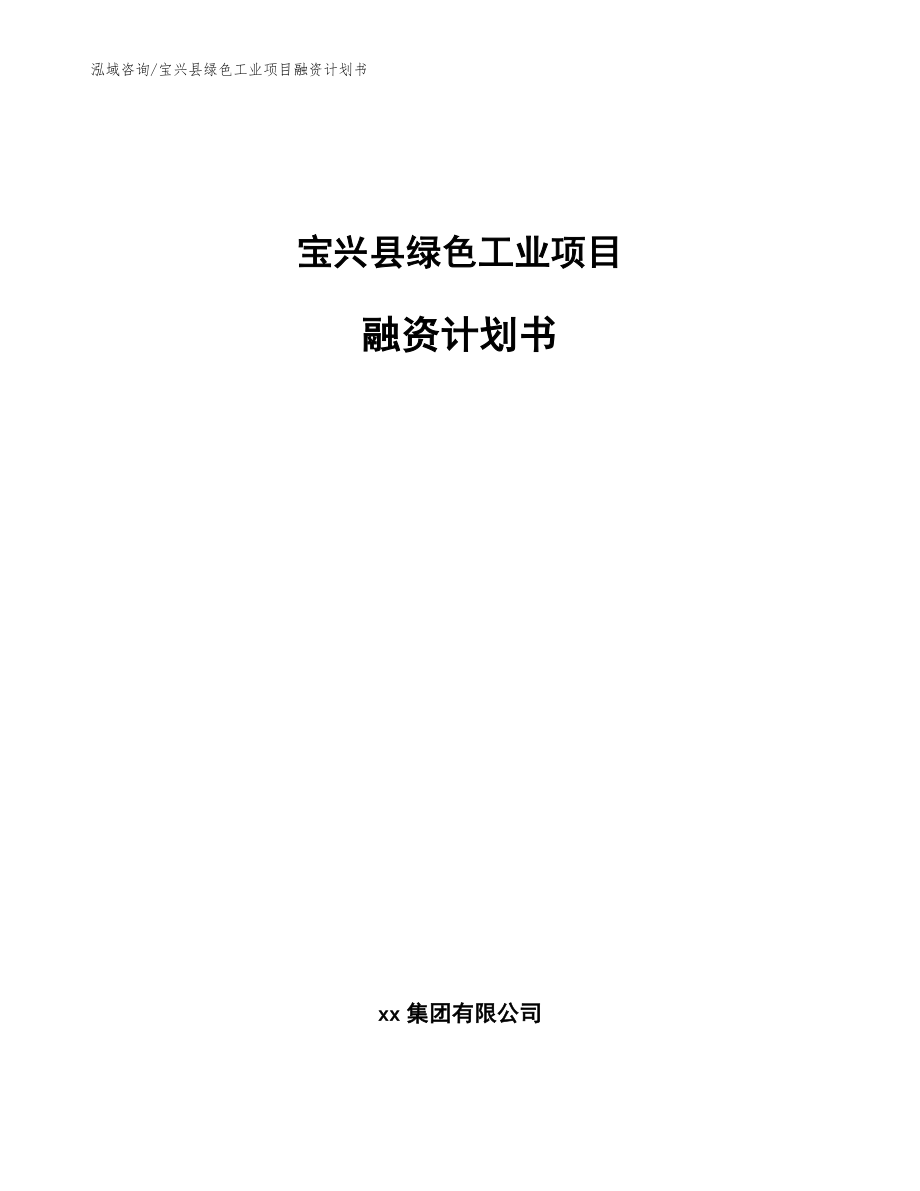 宝兴县绿色工业项目融资计划书_第1页
