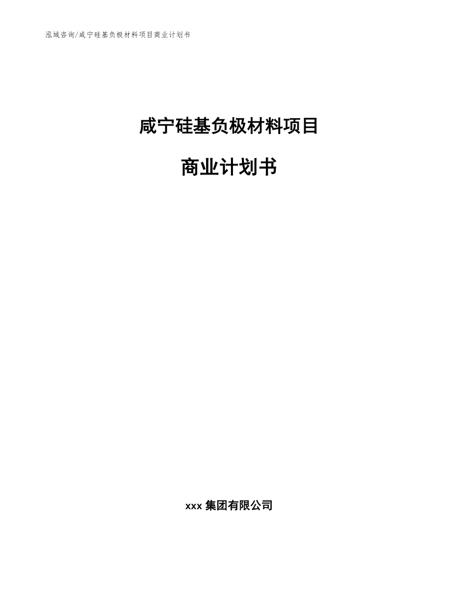 咸宁硅基负极材料项目商业计划书_范文_第1页