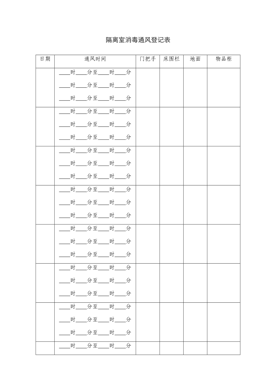 隔离室消毒通风记录表