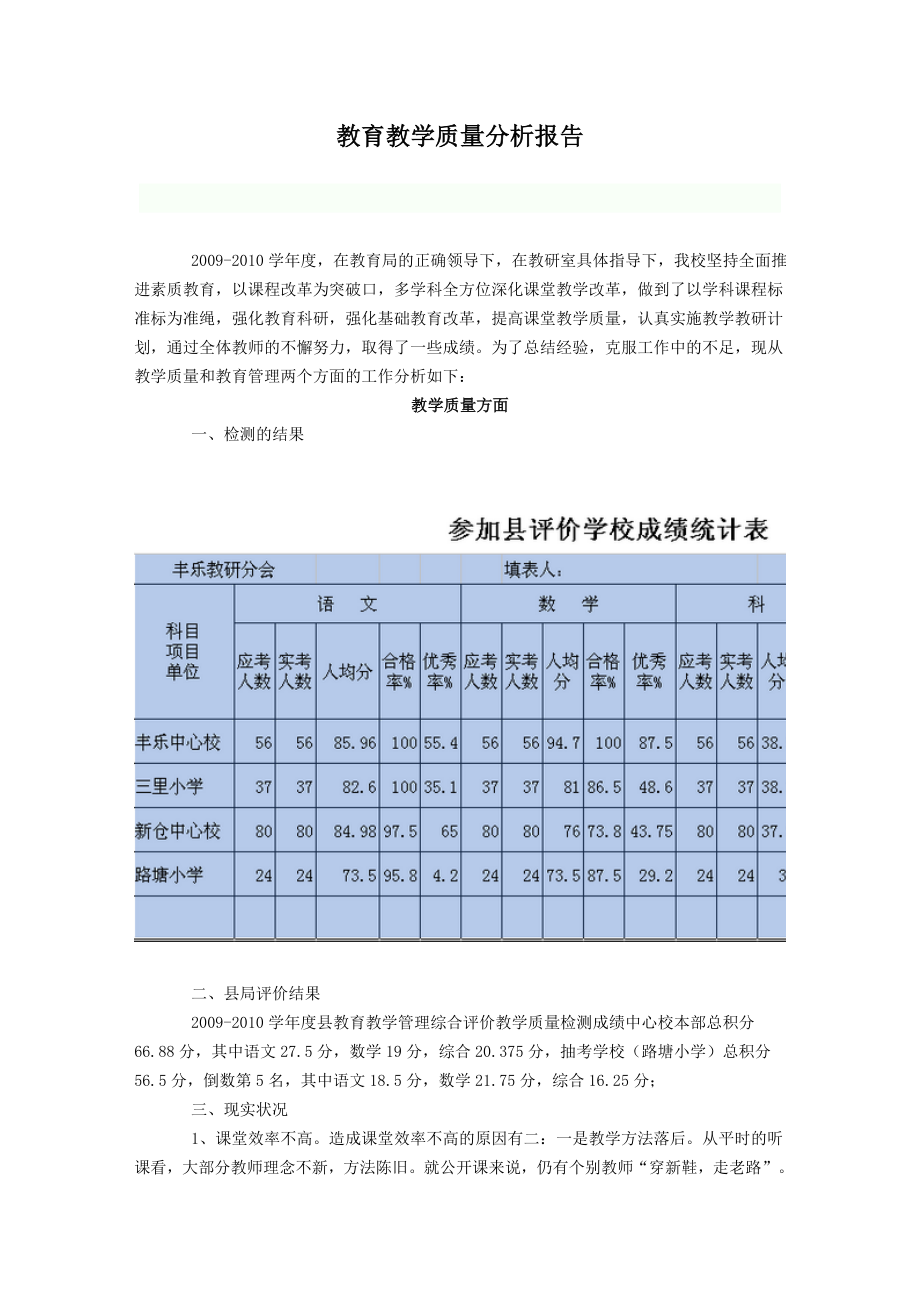 教育教學(xué)質(zhì)量分析報告.doc_第1頁