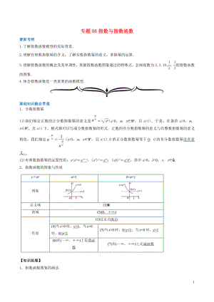 2020年高考數(shù)學(xué)一輪復(fù)習(xí) 專題08 對(duì)數(shù)與對(duì)數(shù)函數(shù)（含解析）