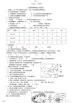 2022年江苏省学业水平复习冲A训练专题九区域地理环境与人类活动