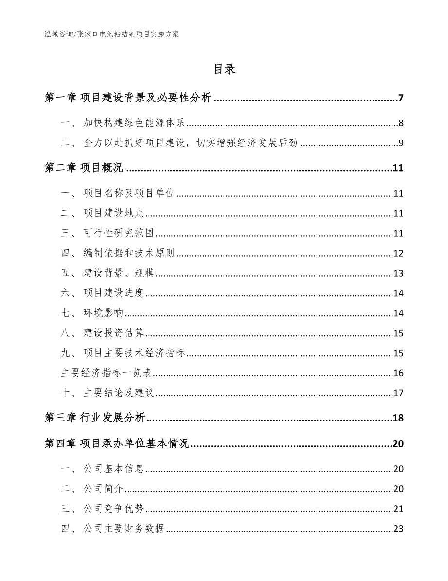 张家口电池粘结剂项目实施方案【模板参考】_第1页