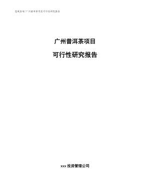 广州普洱茶项目可行性研究报告【参考范文】