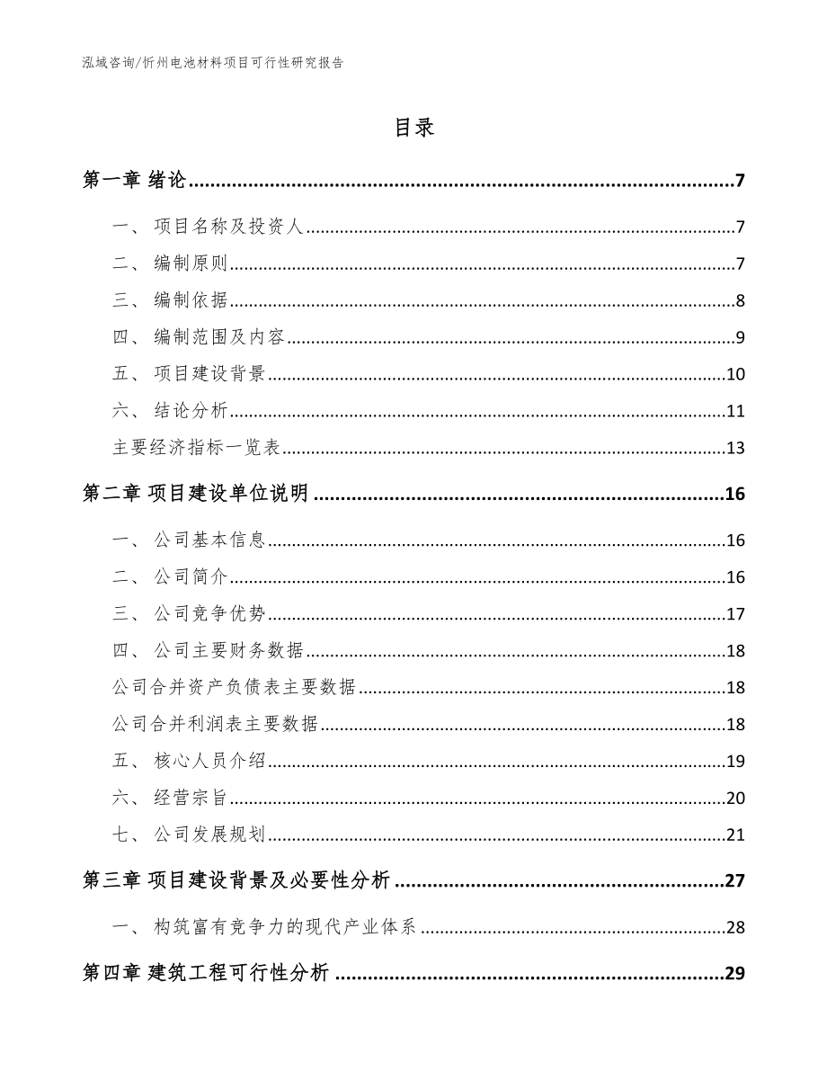 忻州电池材料项目可行性研究报告_模板参考_第1页