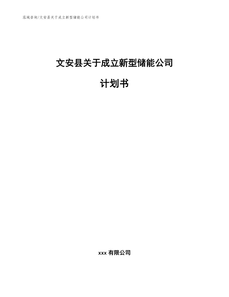 文安县关于成立新型储能公司计划书【范文参考】_第1页