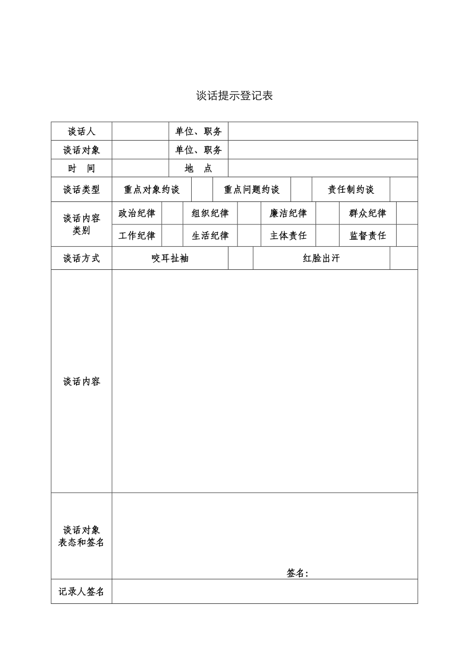 党员干部谈话提醒记录表_第1页