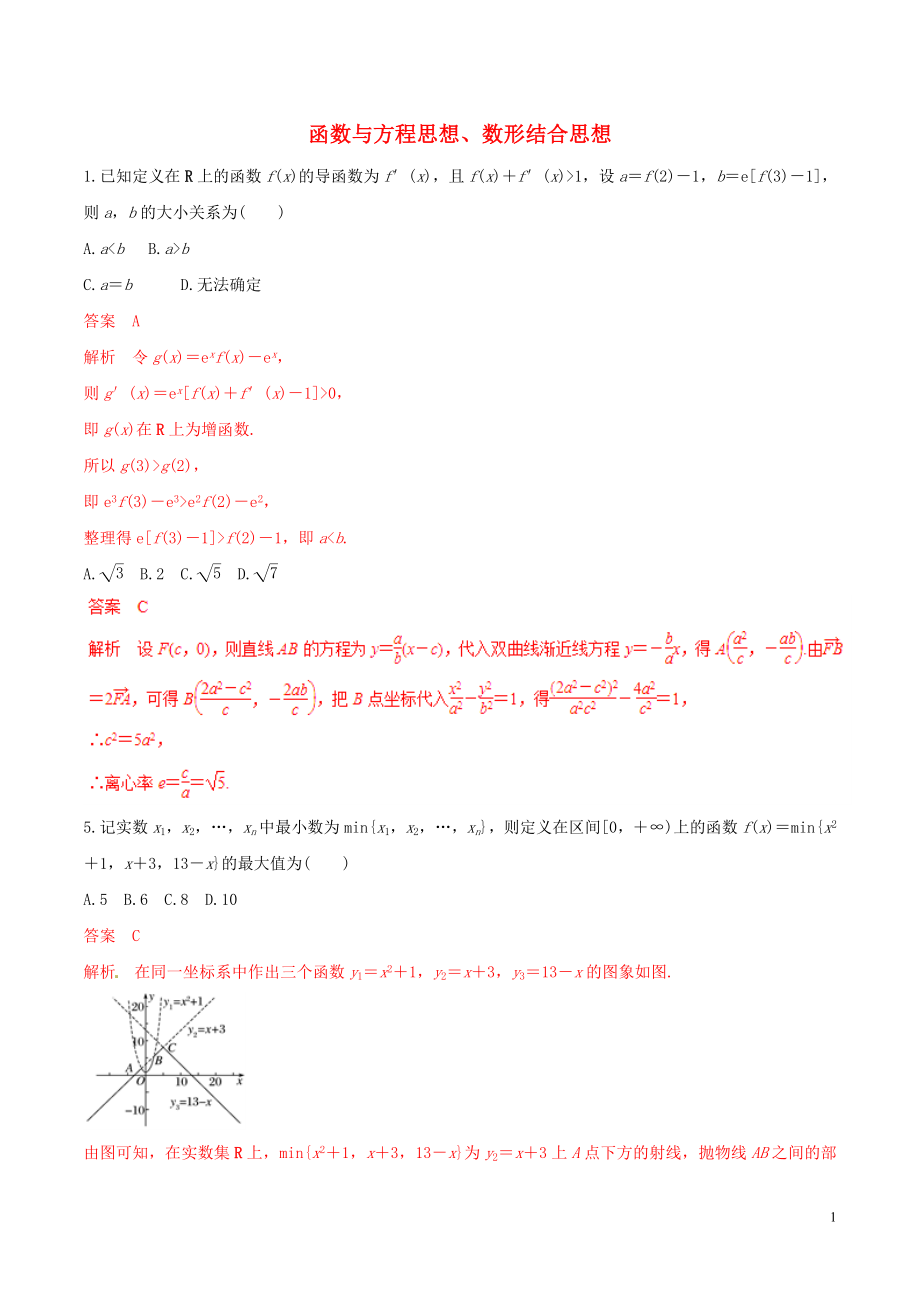 2019年高考数学 考纲解读与热点难点突破 专题24 函数与方程思想、数形结合思想（热点难点突破）文（含解析）_第1页