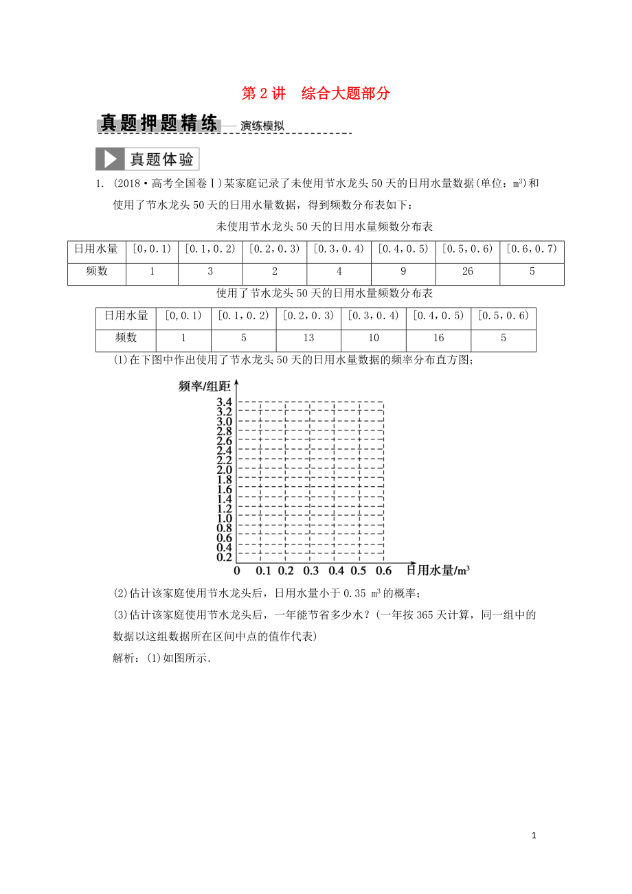 2019高考數(shù)學(xué)大二輪復(fù)習(xí) 專(zhuān)題9 概率與統(tǒng)計(jì) 第2講 綜合大題部分真題押題精練 文_第1頁(yè)