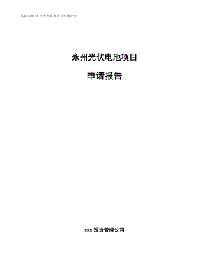 永州光伏电池项目申请报告【模板范本】