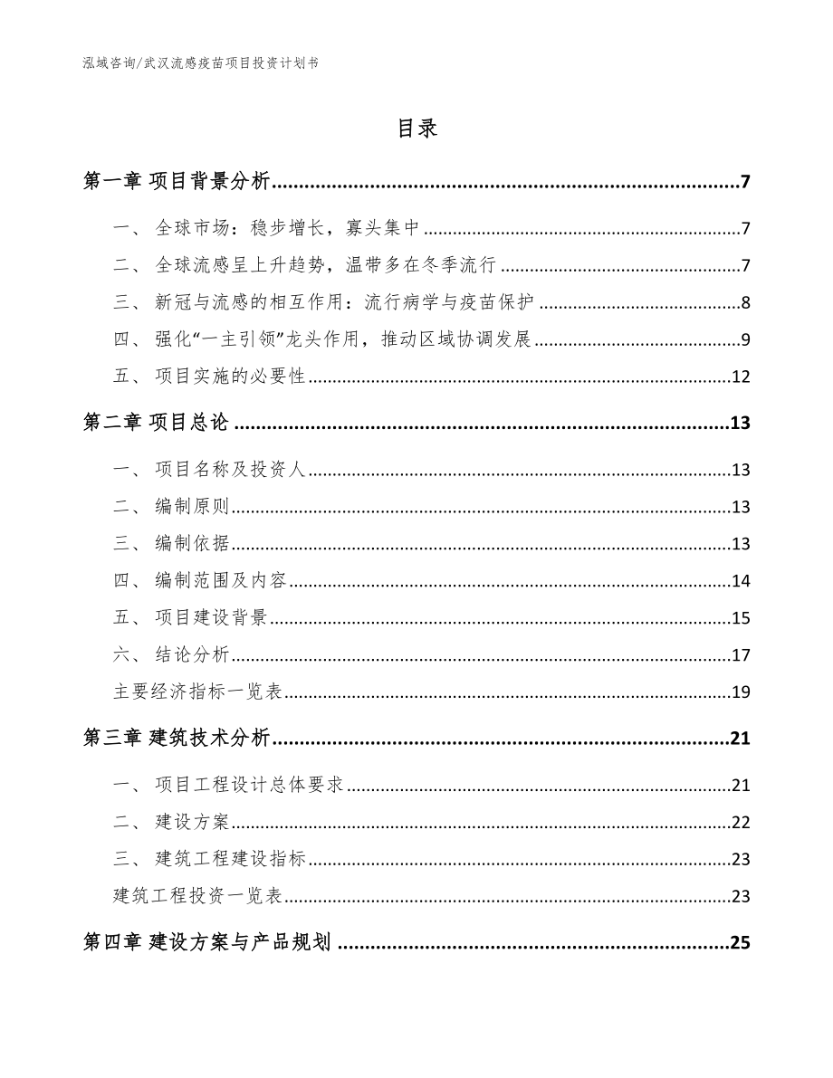 武汉流感疫苗项目投资计划书_模板参考_第1页