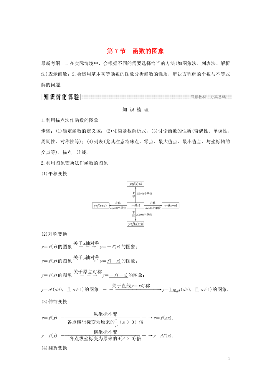 2020版高考數(shù)學(xué)新設(shè)計(jì)大一輪復(fù)習(xí) 第二章 函數(shù)概念與基本初等函數(shù)Ⅰ第7節(jié) 函數(shù)的圖象習(xí)題 理（含解析）新人教A版_第1頁