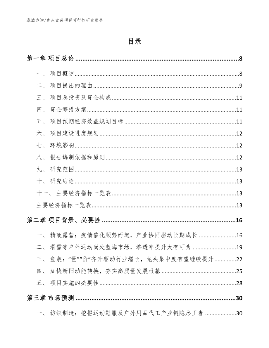 枣庄童装项目可行性研究报告【模板参考】_第1页