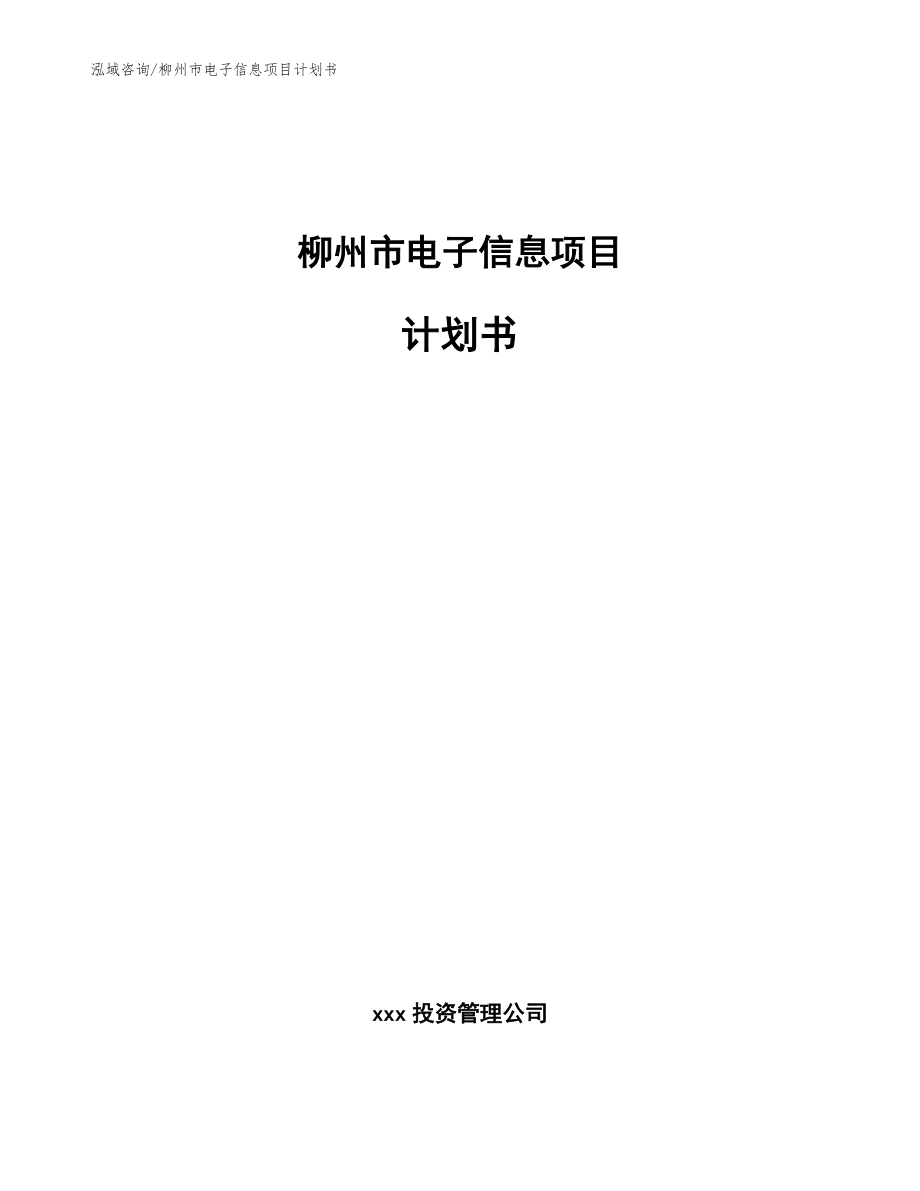 柳州市电子信息项目计划书_第1页