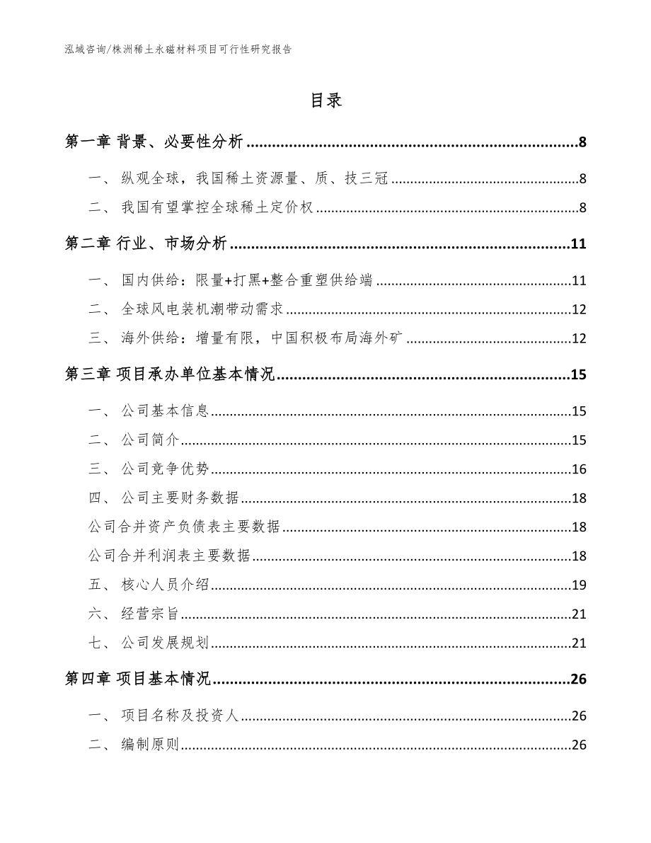 株洲稀土永磁材料项目可行性研究报告（范文模板）_第1页