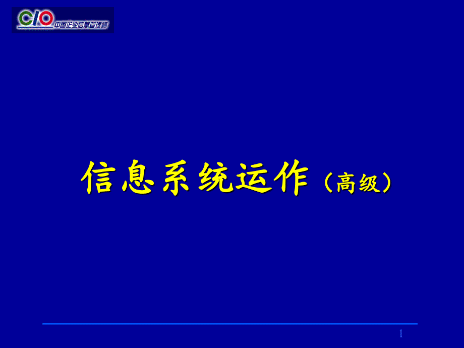 CIO企业信息管理师信息系统运作课件_第1页