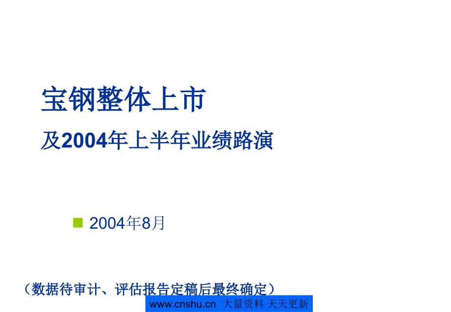 宝钢整体上市及某年上半年业绩路演_第1页