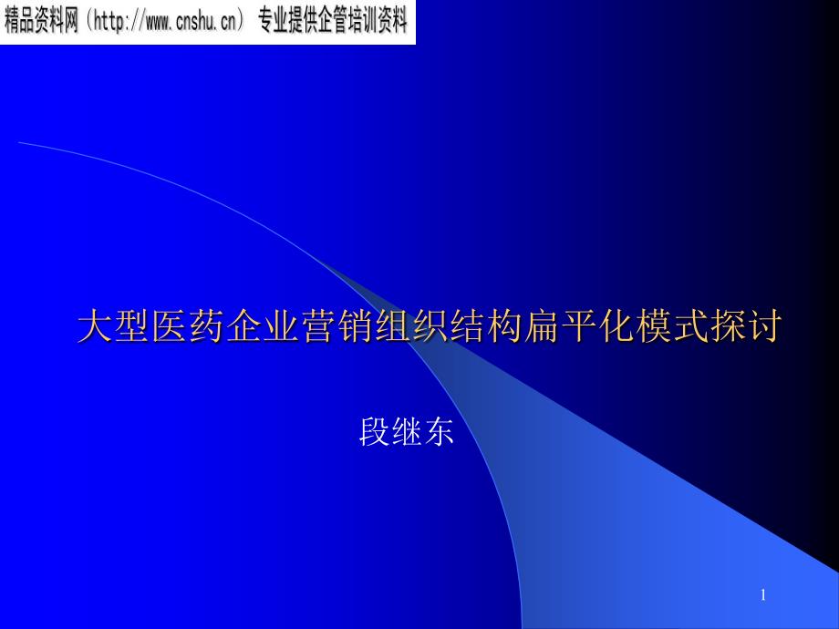 大型医药企业营销组织结构扁平化_第1页