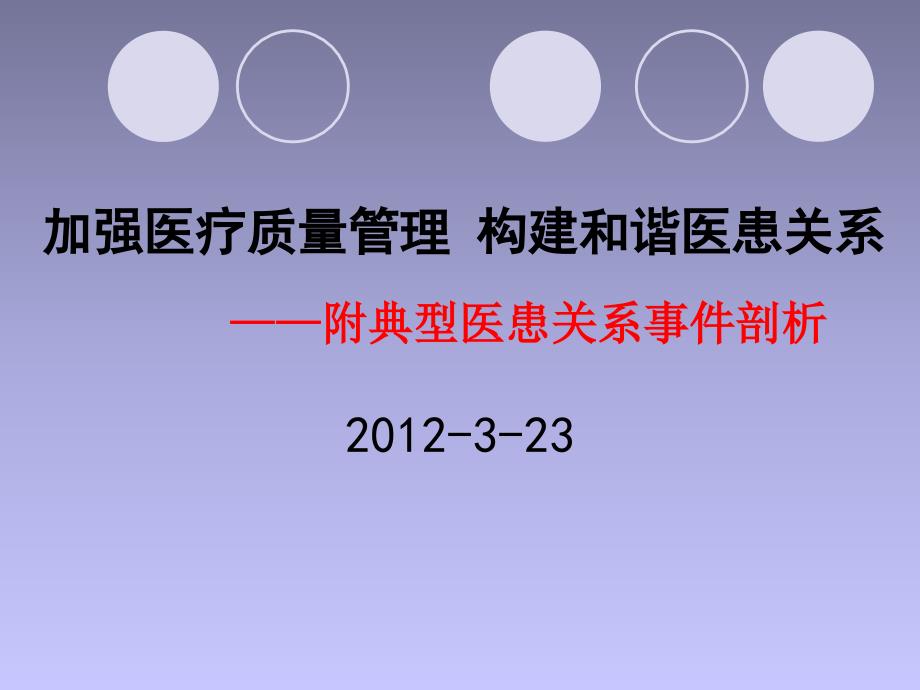 加強醫(yī)療質(zhì)量管理建設和諧醫(yī)患關系版本課件_第1頁