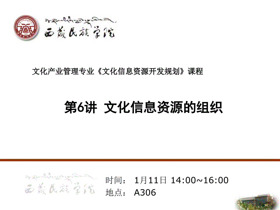 文化信息资源的组织讲义_第1页