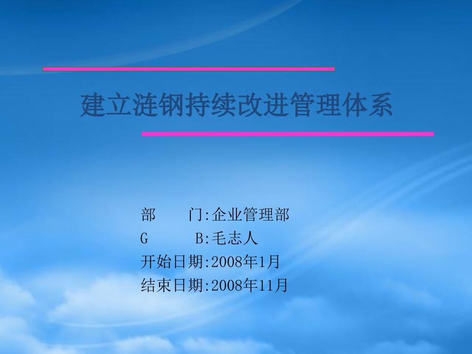 某钢铁公司建立涟钢持续改进管理体系_第1页