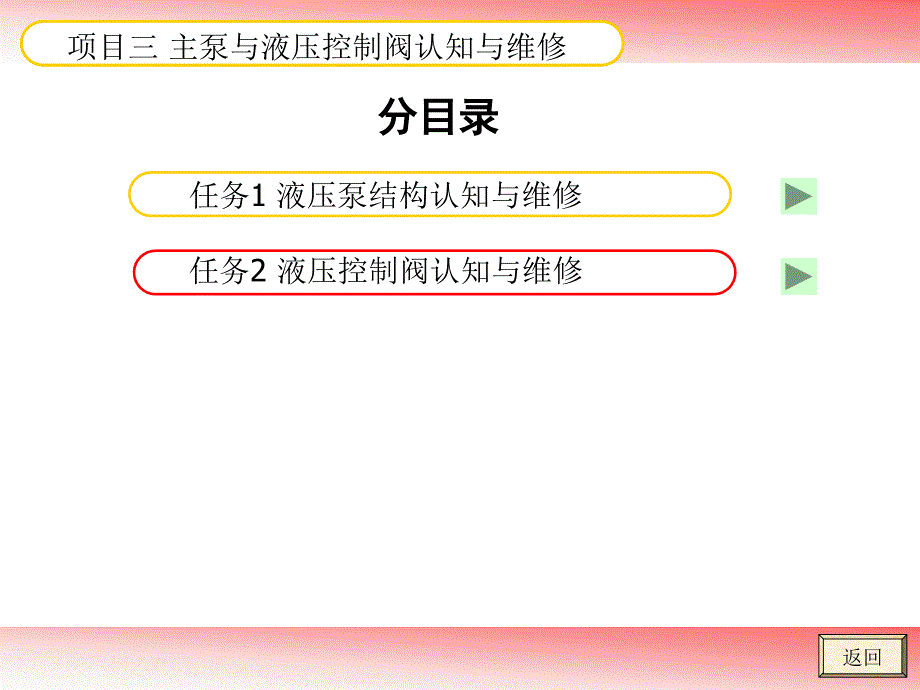 项目三主泵与液压控制阀认知与维修_第1页