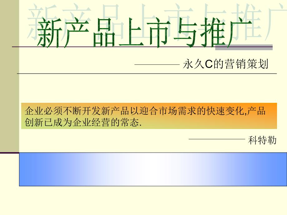 新产品上市与推广永久C的营销策划_第1页