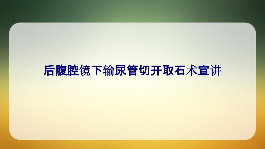 医学后腹腔镜下输尿管切开取石术宣讲培训ppt课件_第1页