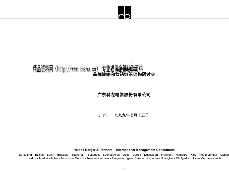 某电器公司品牌战略和营销组织架构研讨_第1页