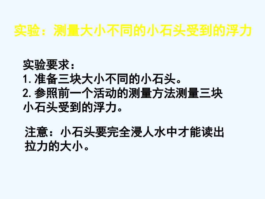 实验：测量大小不同的小石头受到的浮力_第1页