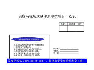 供應(yīng)商現(xiàn)場質(zhì)量體系審核項(xiàng)目