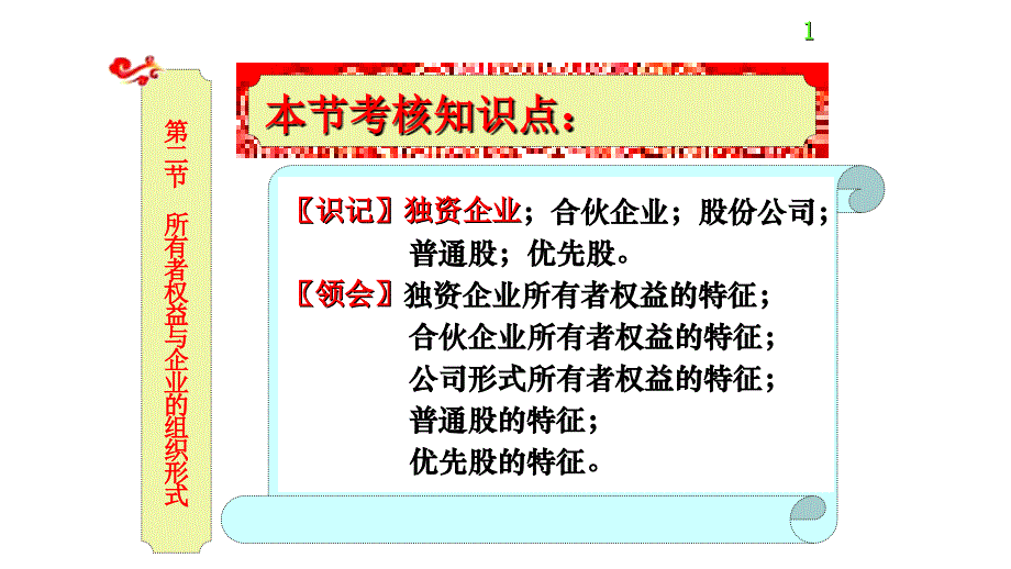 所有者权益与企业的组织形式_第1页