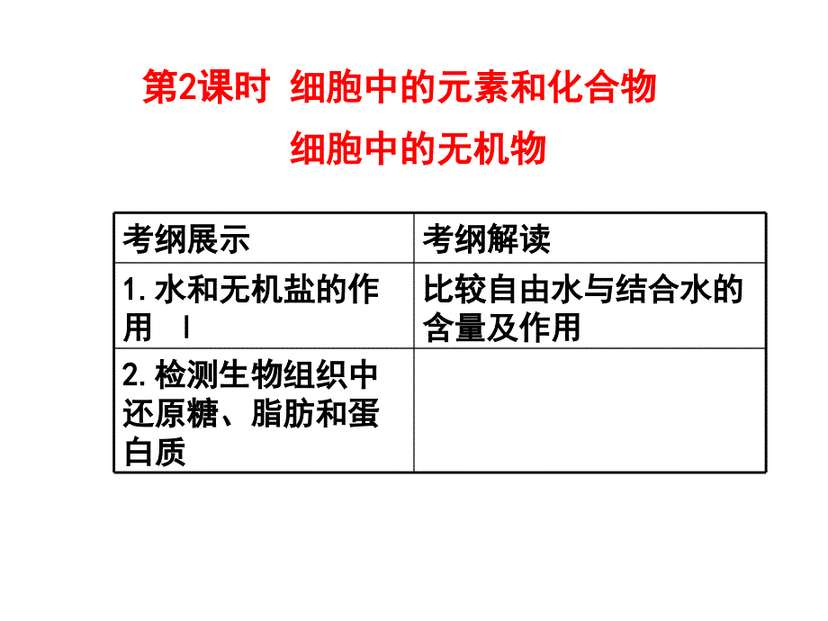 时细胞中的元素和化合物细胞中的无机物_第1页