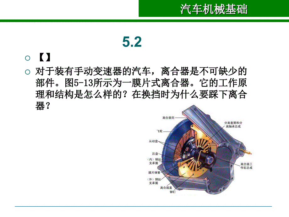 汽车机械基础项目5任务2离合器课件_第1页