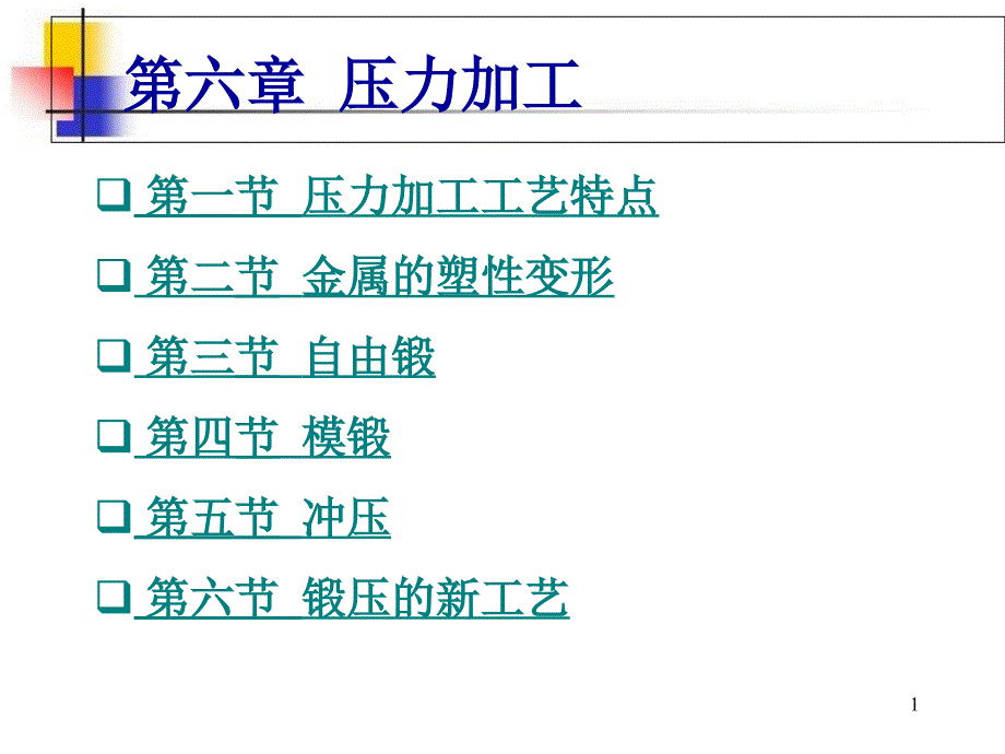 金属工艺学教学第六章压力加工课件_第1页