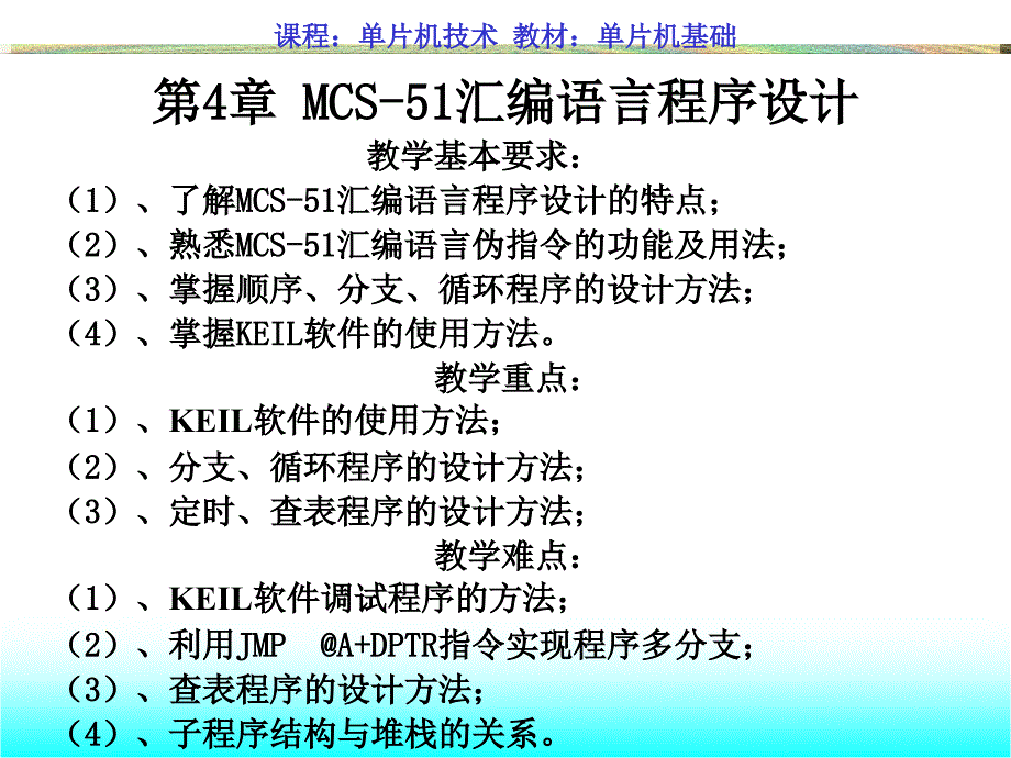 (精品)第4章 80C51单片机汇编语言程序设计_第1页