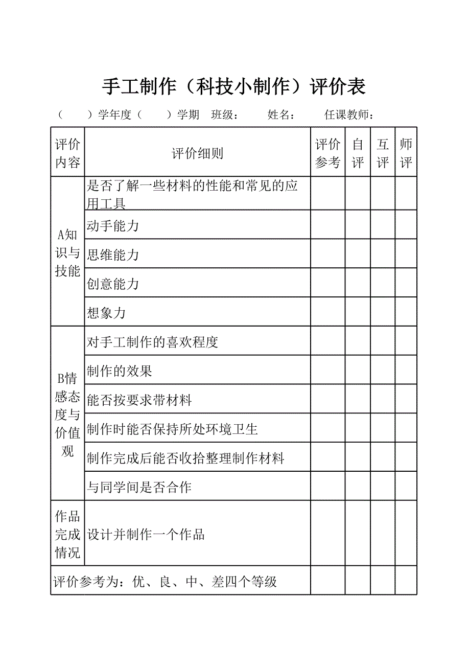 手工制作評價表_第1頁